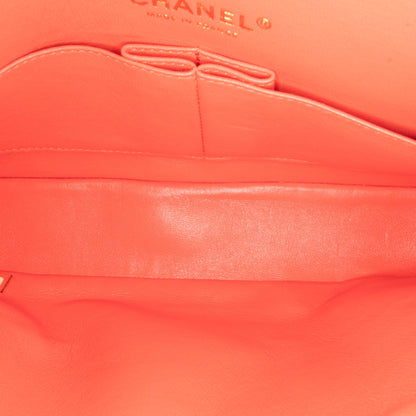 Red Chanel Medium Classic Chevron Lambskin Double Flap Shoulder Bag