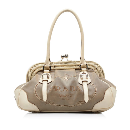 Prada Canapa Logo Frame HandBag