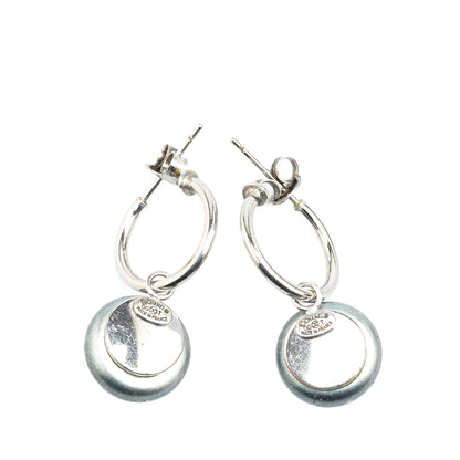 Silver Chanel Silver Swing Faux Pearl Push Back Earrings