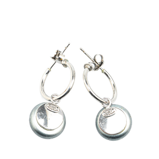 Silver Chanel Silver Swing Faux Pearl Push Back Earrings