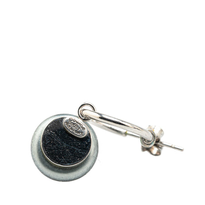 Silver Chanel Silver Swing Faux Pearl Push Back Earrings