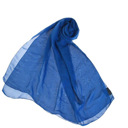 Fendi Blue Zucca Print Silk Logo Scarf