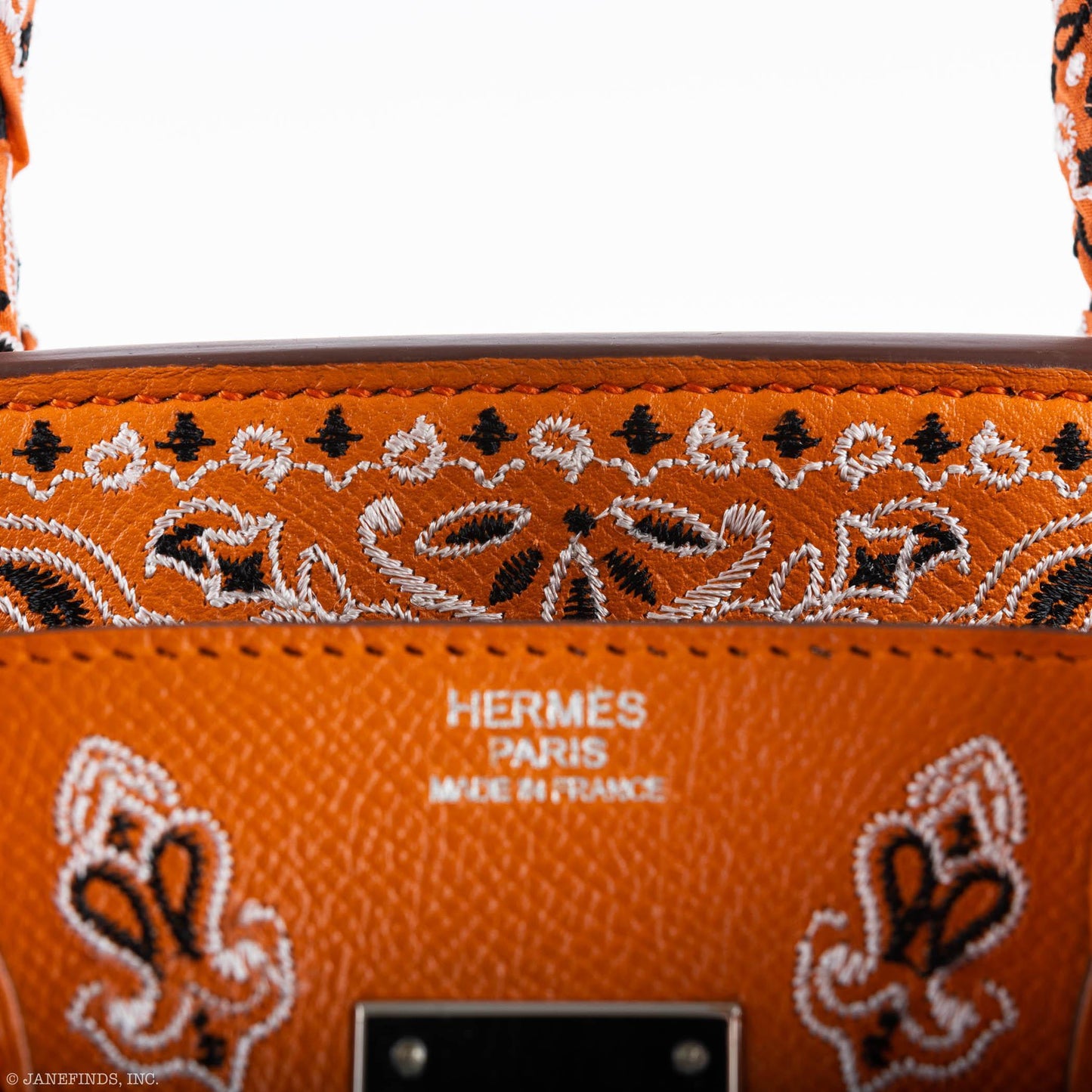 Jay Ahr Vintage 2013 Hermès Birkin 30 Orange Epsom Bandana Embroidery "Rio de Janeiro"