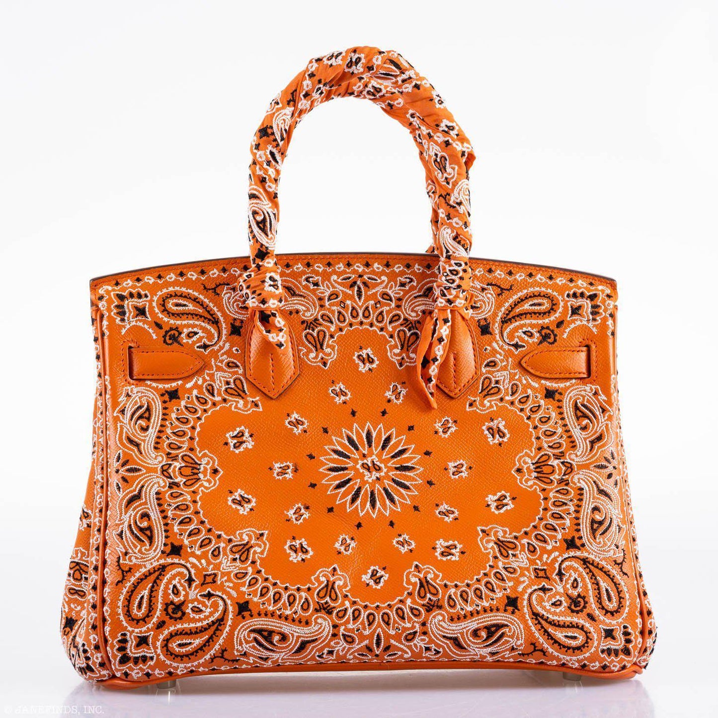 Jay Ahr Vintage 2013 Hermès Birkin 30 Orange Epsom Bandana Embroidery "Rio de Janeiro"