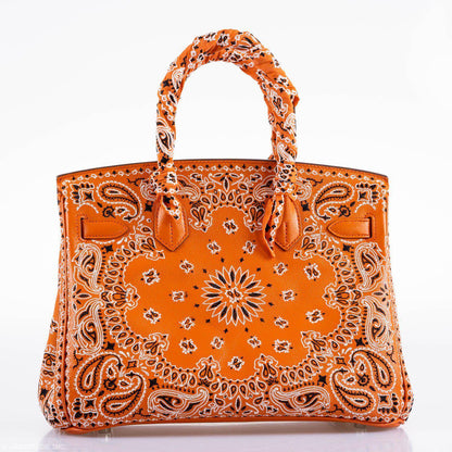 Jay Ahr Vintage 2013 Hermès Birkin 30 Orange Epsom Bandana Embroidery "Rio de Janeiro"