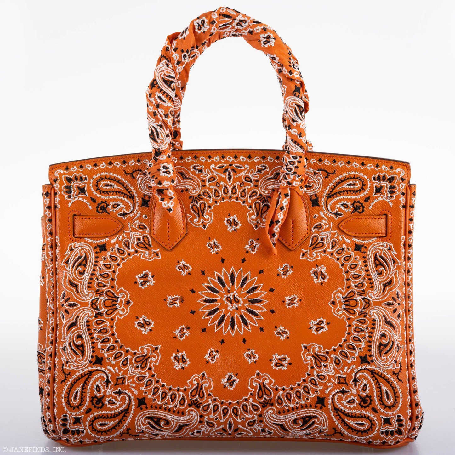 Jay Ahr Vintage 2013 Hermès Birkin 30 Orange Epsom Bandana Embroidery "Rio de Janeiro"
