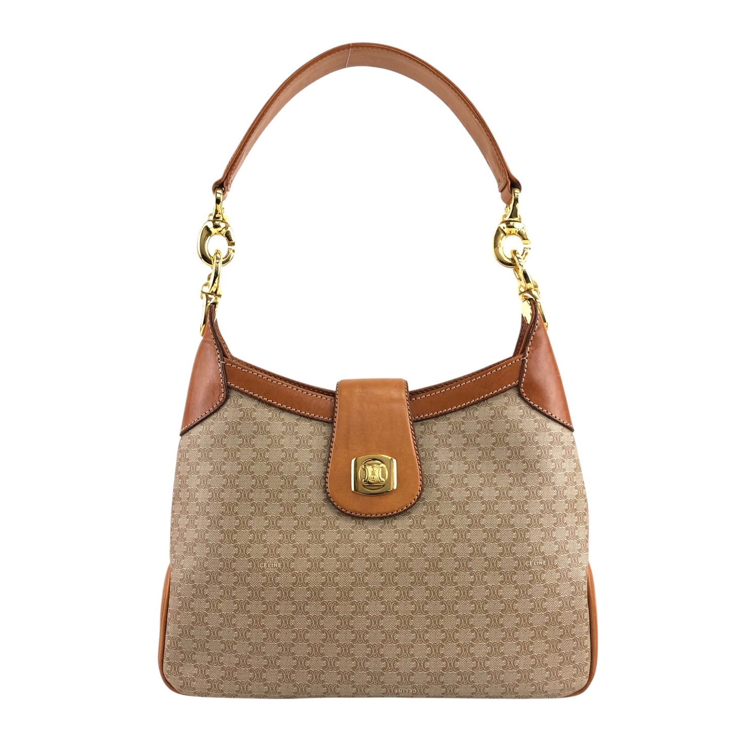CELINE  Turn Lock Shoulder bag Hobobag Beige Vintage jniidp