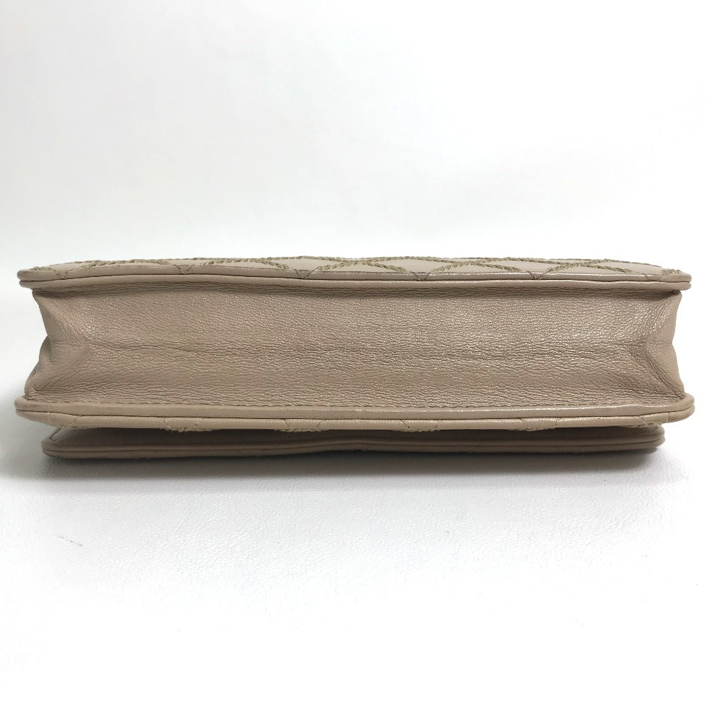 CHANEL Long Wallet Purse lambskin beige CC COCO Mark Matelasse Design Women Used