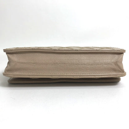 CHANEL Long Wallet Purse lambskin beige CC COCO Mark Matelasse Design Women Used