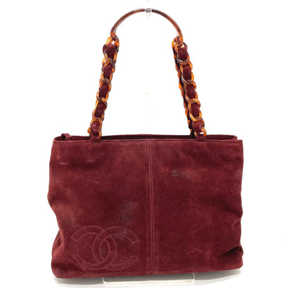 CHANEL Shoulder Bag suede Bordeaux CC COCO Mark Plastic Chain Women Used