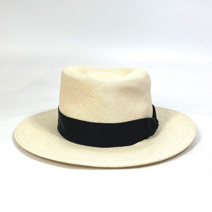 CHANEL hat straw beige CC COCO Mark Grosgrain Ribbon 19V Women M Used