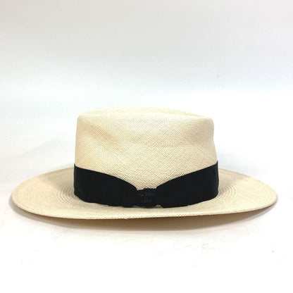 CHANEL hat straw beige CC COCO Mark Grosgrain Ribbon 19V Women M Used