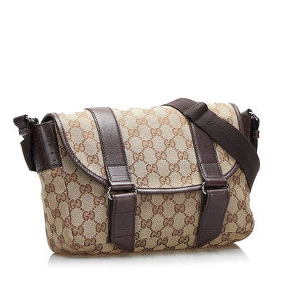 Gucci GG Canvas Belt Flap Messenger Crossbody Bag
