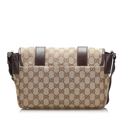 Gucci GG Canvas Belt Flap Messenger Crossbody Bag