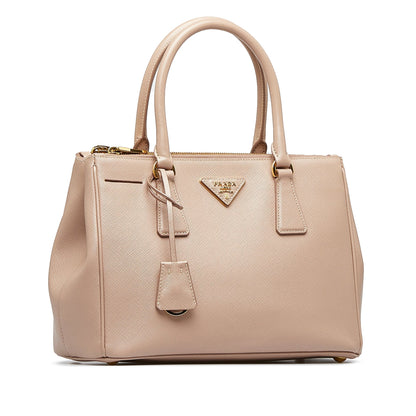 Prada Double Zip Galleria Beige Saffiano Lux