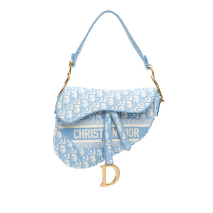 Oblique Embroidered Canvas Saddle Bag