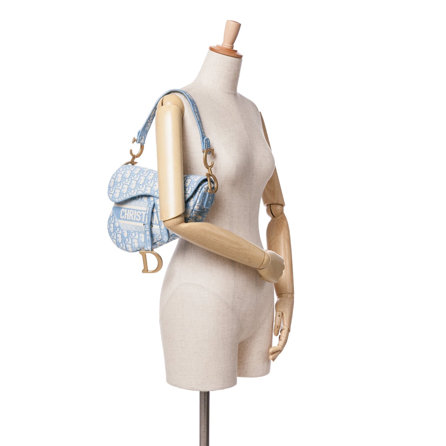 Oblique Embroidered Canvas Saddle Bag