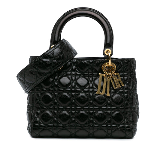Medium Crinkled Patent Cannage Supple Lady Dior