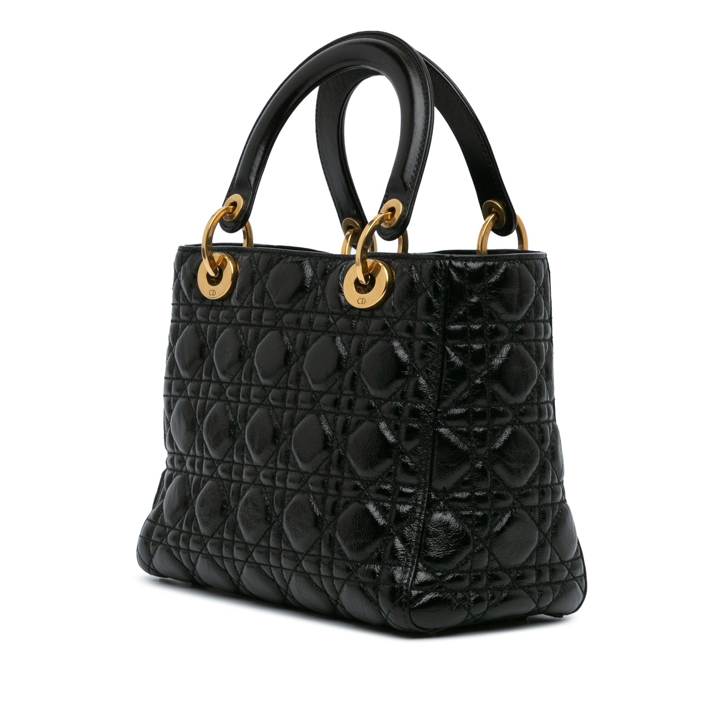 Medium Crinkled Patent Cannage Supple Lady Dior