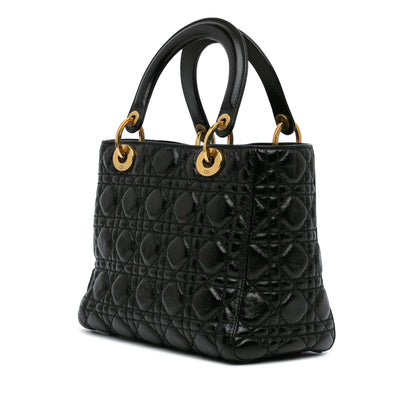 Medium Crinkled Patent Cannage Supple Lady Dior