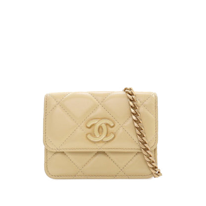 Yellow Chanel Mini Quilted Lambskin Pending Chain Belt Bag