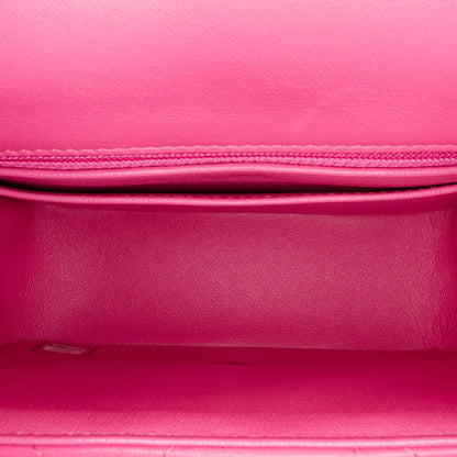 Pink Chanel Mini Square Classic Lambskin Single Flap Crossbody Bag