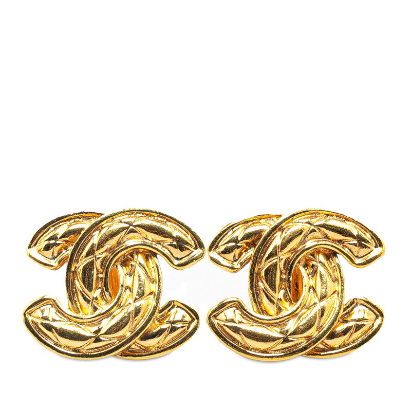 Chanel Quilted CC Clip On Earrings Metal Earrings in Good condition