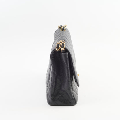 Chanel Jumbo Classic Single Flap Black Caviar Bag
