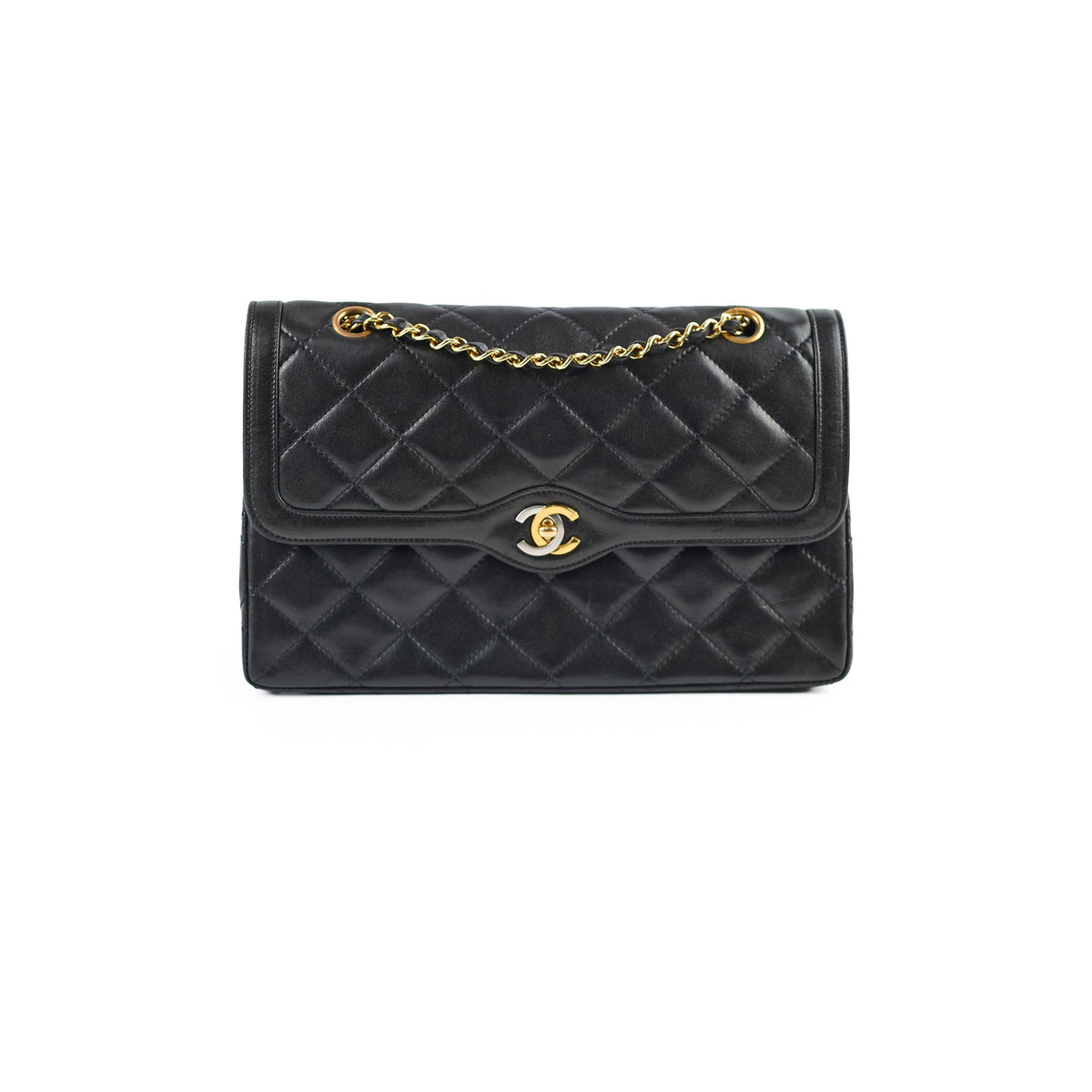 Chanel Paris Lined Double Flap Black