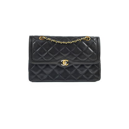 Chanel Paris Lined Double Flap Black