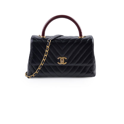Chanel Medium Chevron Coco Handle Black