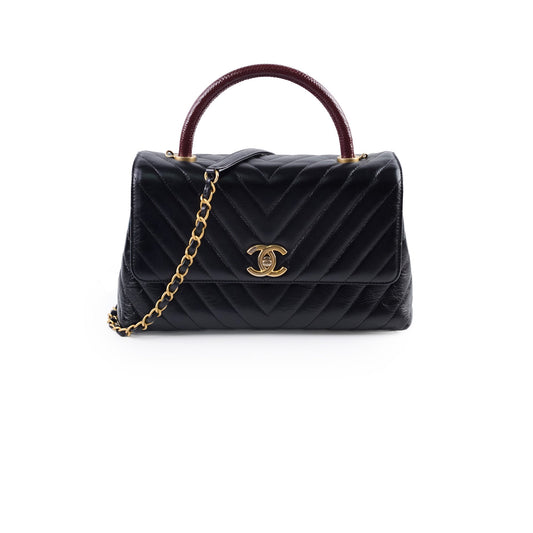 Chanel Medium Chevron Coco Handle Black