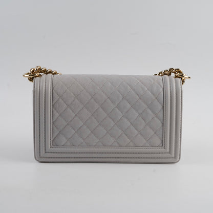 Chanel Boy Bag Old Medium Grey Caviar