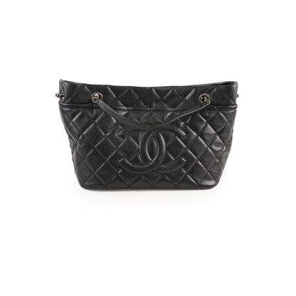 Chanel CC Logo Caviar Black Shoulder Bag - Series 17