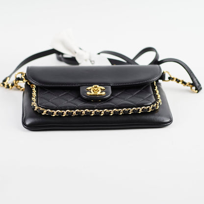 Chanel Unchained Flap Crossbody Bag Black