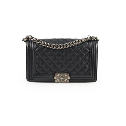 Chanel Old Medium Caviar Boy Black Series 20