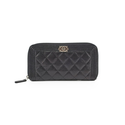 Chanel Boy Caviar Long Wallet Black