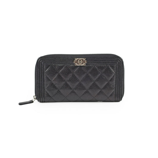 Chanel Boy Caviar Long Wallet Black