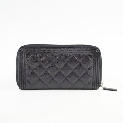 Chanel Boy Caviar Long Wallet Black