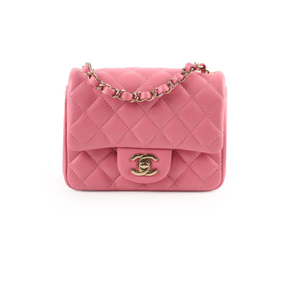 Chanel Mini Square Bag Lambskin Pink