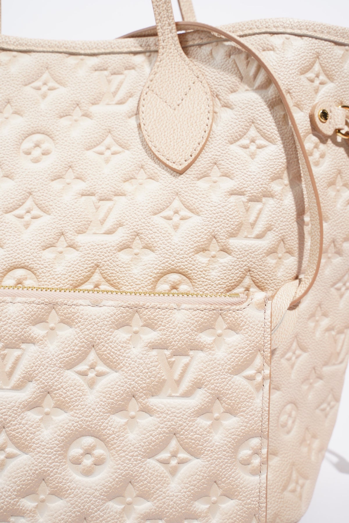 Louis Vuitton Neverfull MM Pale Beige Monogram Empreinte Leather