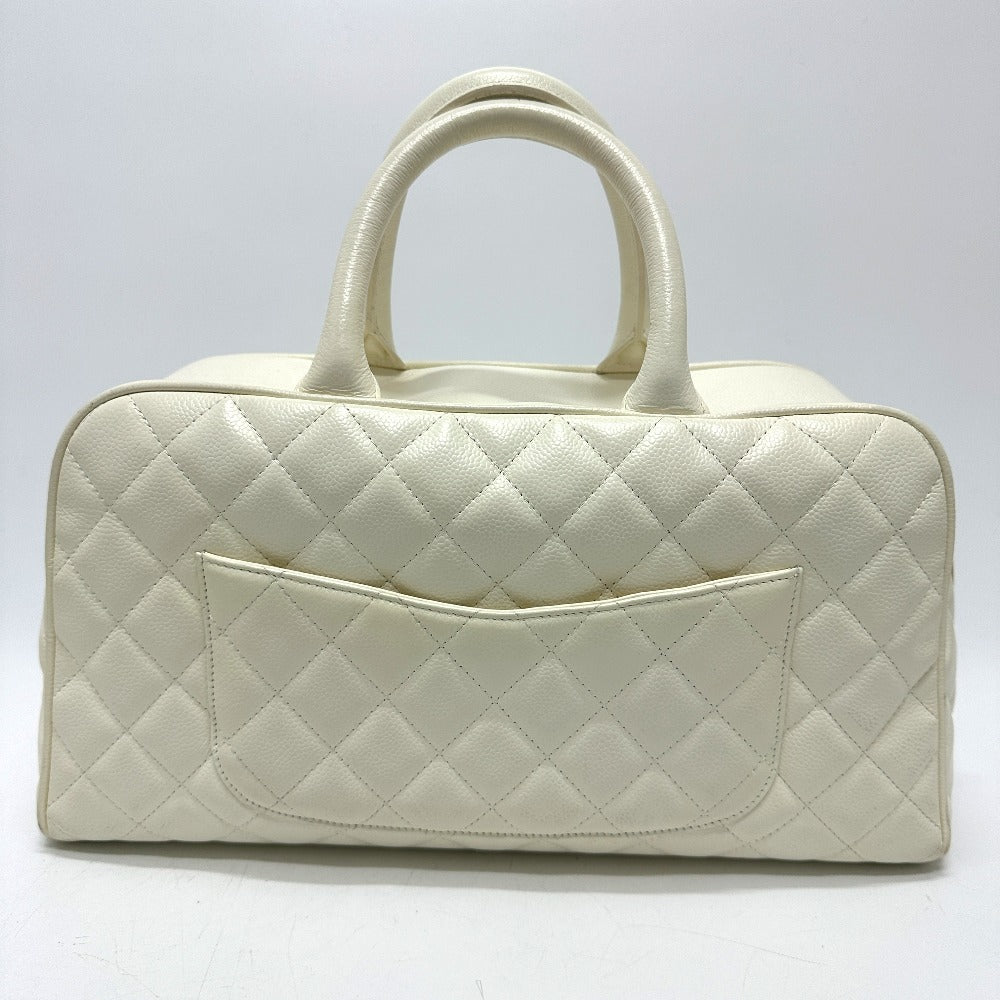 CHANEL Handbag Caviar skin white CC COCO Mark Boston Duffel bag Women Used