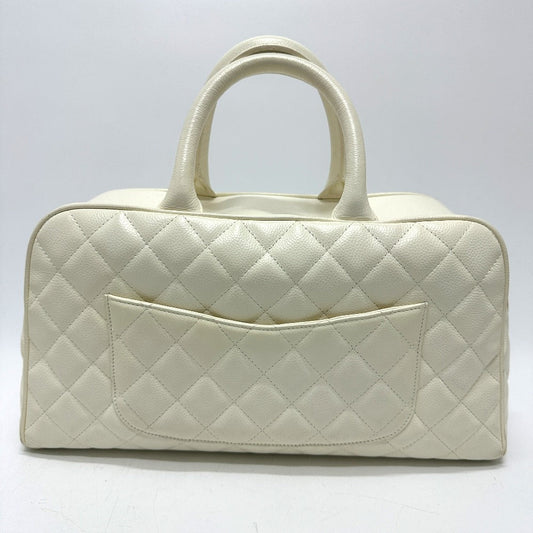 CHANEL Handbag Caviar skin white CC COCO Mark Boston Duffel bag Women Used