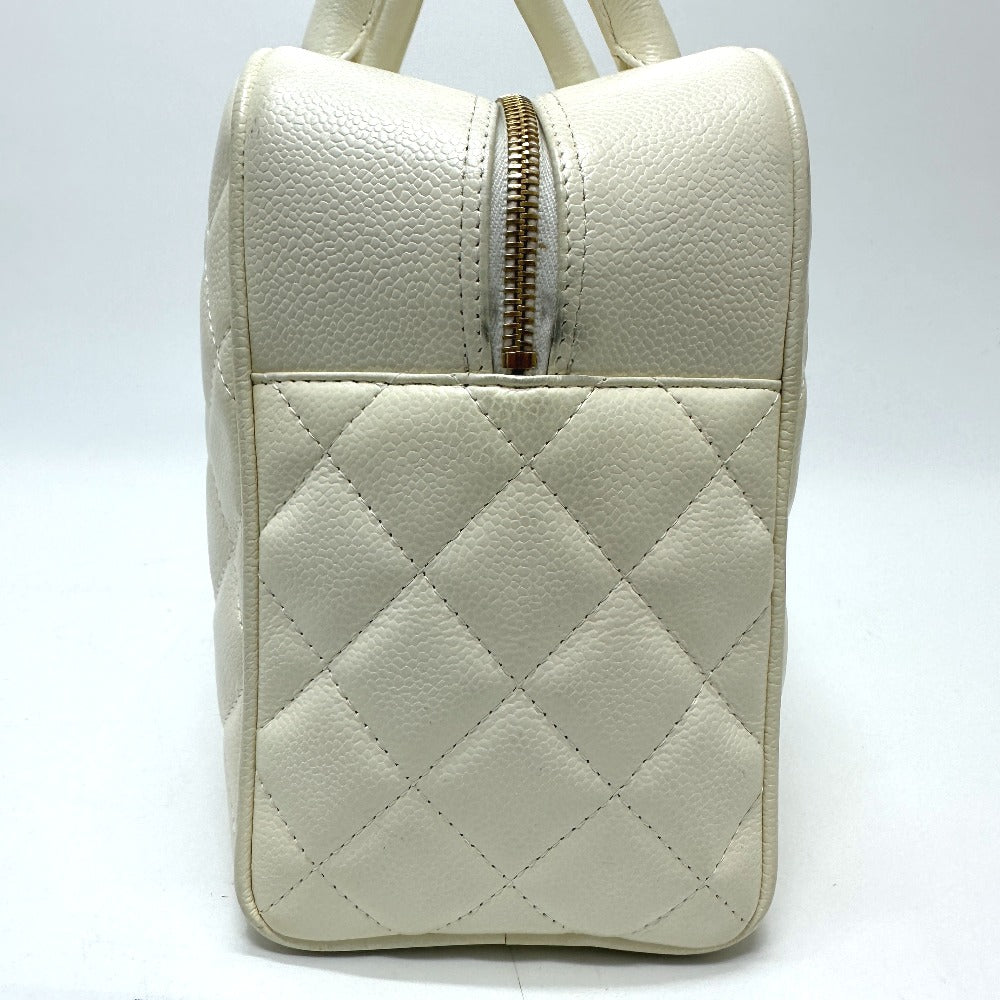CHANEL Handbag Caviar skin white CC COCO Mark Boston Duffel bag Women Used
