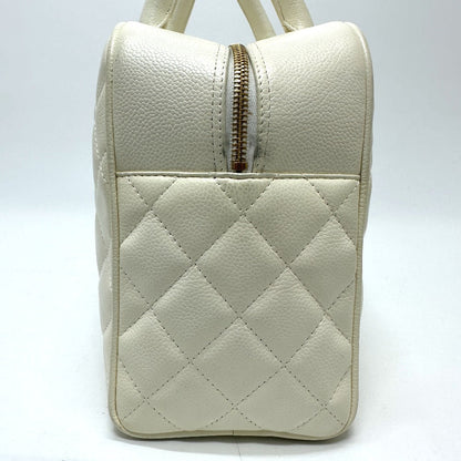 CHANEL Handbag Caviar skin white CC COCO Mark Boston Duffel bag Women Used