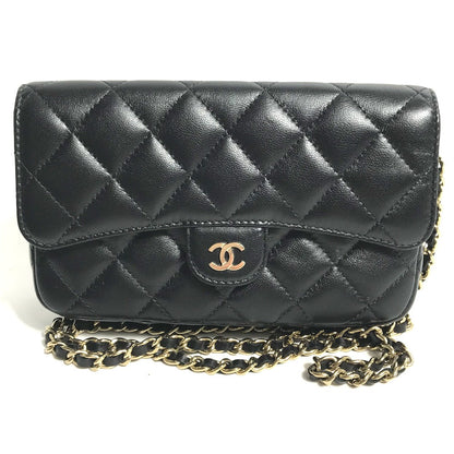 CHANEL Shoulder Bag AP2096 lambskin black COCO Mark Phone Case Wallet CC Matrasse Chain wallet