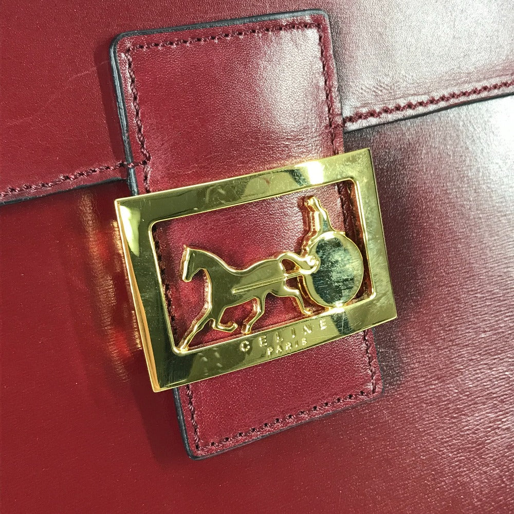 CELINE Handbag leather Bordeauxtype vintage Vanity Carriage Metal Women Secondhand