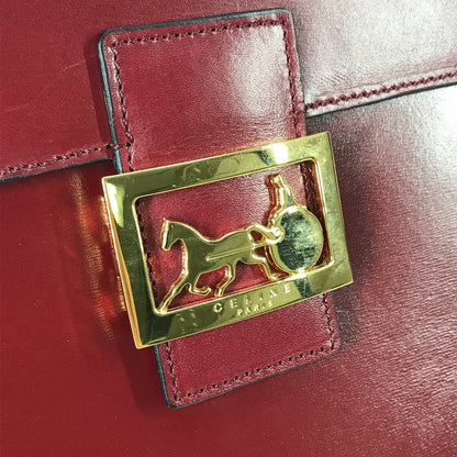 CELINE Handbag leather Bordeauxtype vintage Vanity Carriage Metal Women Secondhand