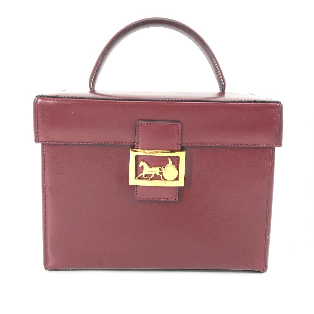 CELINE Handbag leather Bordeauxtype vintage Vanity Carriage Metal Women Secondhand