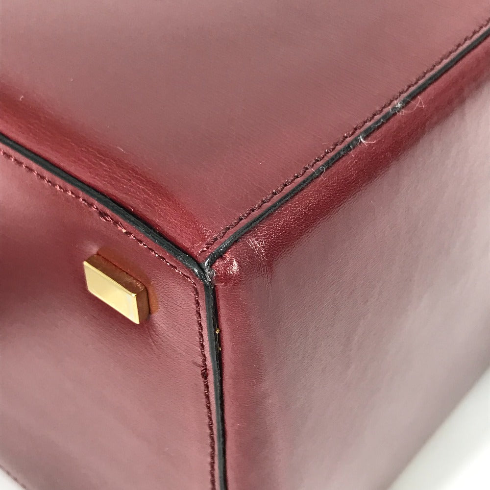 CELINE Handbag leather Bordeauxtype vintage Vanity Carriage Metal Women Secondhand